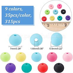 315本9色手作りポリマークレイビーズ連売り  ジュエリー工芸用品のDIY用  ラウンド  ミックスカラー  7x5.5mm  穴：1.6mm  35個/カラー&nbsp;CLAY-FH0001-20