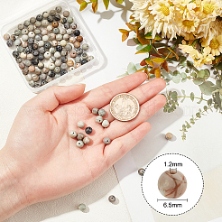 2連売りラウンド天然ポリクロームジャスパー/ピカソストーン/ピカソジャスパービーズ連売り  6.5mm  穴：1.2mm  約58個/連  14.88''（37.8センチメートル）&nbsp;G-OC0002-72