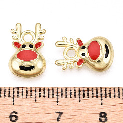 金メッキ合金エナメルチャーム  クリスマスのために  エルク  カラフル  14x9x3mm  穴：2mm&nbsp;X-ENAM-D040-E01-G