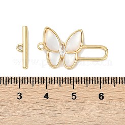 Brass Micro Pave Clear Cubic Zirconia Toggle Clasps&nbsp;KK-K391-21G-02
