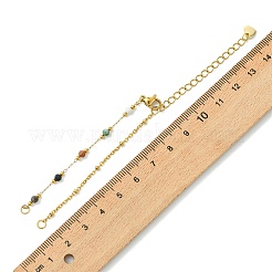 304 Stainless Steel Satellite  Chain & Faceted Round Mixed Gemstone Beads Link Chain Bracelet Making&nbsp;AJEW-JB01622