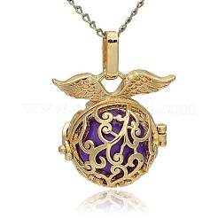 Golden Tone Brass Hollow Round Cage Pendants&nbsp;KK-J230-03G