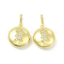 Brass Micro Pave Clear Cubic Zirconia Locket Pendants&nbsp;KK-H441-43B-LG