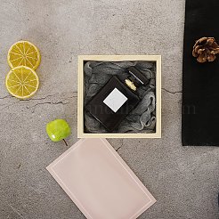 木製収納ボックス1個  透明なプラスチックの蓋付き  正方形  パパイヤホイップ  12.05x12.05x6.95cm&nbsp;WOCR-DJ0001-02A