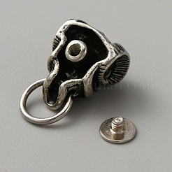 真鍮バッグ装飾悪魔スカル ヘッド バックル留め金  レトロ レザー クラフト ゴート イービル リベット プル リング & スクリュー付き  アンティークシルバー  1.95x1.55x1.55cm  リング：11.5x1.5mm  内径：0.85のCM&nbsp;FIND-WH0110-379