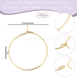 100Pcs 304 Stainless Steel Hoop Earrings Findings&nbsp;STAS-BBC0009-64