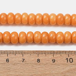 天然石マレーシアジェイドビーズ連売り  染め＆加熱  ロンデル  オレンジ  8~8.5x4.5~5.5mm  穴：0.9~1mm  約74~76個/連  15.08''~15.35''（38.3~39センチメートル）&nbsp;G-B165-G01-5x8mm-11