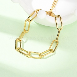 女性用304ステンレススチールペーパークリップチェーンブレスレット  ゴールドカラー  6.50インチ（16.5cm）&nbsp;BJEW-F536-22G
