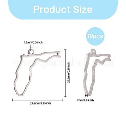 中空304ステンレススチールペンダント10個  マップチャーム  ステンレス鋼色  21.5x22.5x1mm  穴：1.5mm&nbsp;STAS-CO0001-02