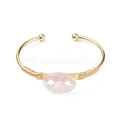 Gemstone Coffee Bean Open Cuff Bangle&nbsp;BJEW-G660-01G