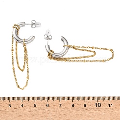 304 Stainless Steel Dangle Stud Earrings with Chain for Women&nbsp;SA-CBA8C9C-01GP