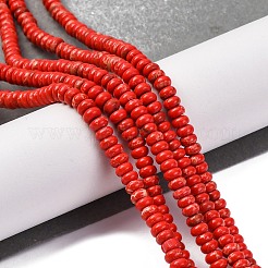 合成インペリアルジャスパー染めビーズ連売り  ロンデル  レッド  4.5x2.5mm  穴：1mm  約142個/連  14.96''（38センチメートル）&nbsp;G-K343-C39-03