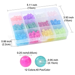 480Pcs 12 Colors Baking Paint Imitation Jade Glass Round Bead Strands&nbsp;DGLA-FS0001-01