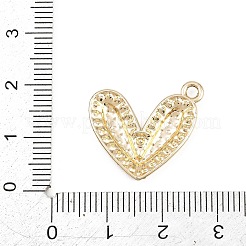 合金ラインストーンペンダント  ライトゴールド  ハートチャーム  20.5x22x2.5mm  穴：2mm&nbsp;RB-CBA332B-05C