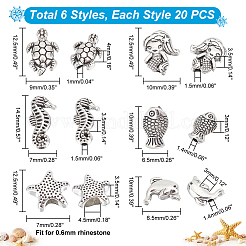 120Pcs 6 Style Tibetan Style Alloy Beads&nbsp;TIBEB-PH0004-92