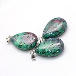 Teardrop Dyed Natural Ruby in Zoisite Pendants&nbsp;G-Q368-22