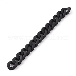 手作りのゴム引きスタイルのアクリルカーブチェーン  ブラック  リンク：18.5x13.5x4.5mm  39.37インチ（1m）/連&nbsp;AJEW-JB00855-01
