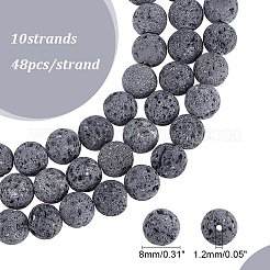 ワックスを塗っていない天然溶岩岩ビーズ連売り  ラウンド  8mm  穴：1.2mm  約48個/連  15.5インチ&nbsp;X-G-F309-8mm