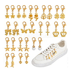 28Pcs 14 Styles Resin Imitation Pearl & Alloy Shoes Charms&nbsp;HJEW-PH02198