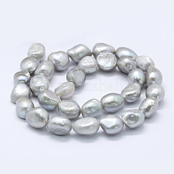 天然養殖淡水パールビーズ連売り  染め  ポテト  銀  10~15x9.5~11x6.5~10mm  穴：0.2mm  約32個/連  14.1インチ&nbsp;PEAR-K004-06C