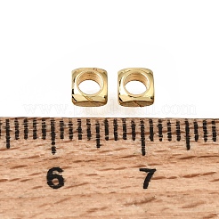 真鍮ビーズ  正方形  ラックめっき  長持ちメッキ  ゴールドカラー  4x4x2.5mm  穴：2.6mm&nbsp;KK-CBA0DF0-01G