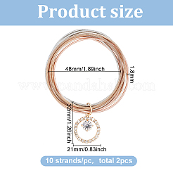 2Pcs Iron Stretch Chains Multi-strand Bracelets Set&nbsp;BJEW-BC0001-25