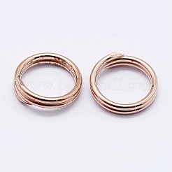 スターリングシルバーのスプリット丸カン 925 個  ダブルループ丸カン  丸い輪  ローズゴールド  6x2mm  内径：4.5mm&nbsp;STER-F036-01RG-0.6x6mm