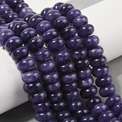 染め加工天然石ホワイトジェイドビーズ連売り  ロンデル  インディゴ  10x6mm  穴：1.2mm  約63個/連  14.88''（37.8センチメートル）&nbsp;G-G107-A13-01