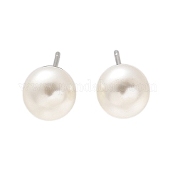Brass ABS Imitation Pearl Stud Earrings&nbsp;EJEW-B132-01B-P