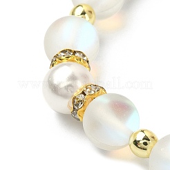 Synthetic Moonstone & Hematite & Plastic Imitation Pearl Beaded Stretch Bracelet&nbsp;BJEW-JB09504
