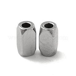 変色しない304ステンレススチールの直方体ビーズ  ステンレス鋼色  4x2x2mm  穴：1mm&nbsp;STAS-P319-10P