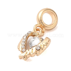 Rack Plating Alloy Crystal Rhinestone European Dangle Charms&nbsp;PALLOY-S189-36G