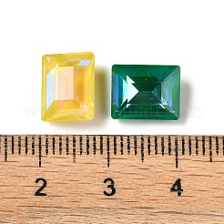 ガラスラインストーンカボション  ポイントバック  多面カット  長方形  ミックスカラー  10x8x4.5mm&nbsp;GLAA-K069-19