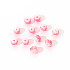 50個透明ストライプレジンビーズ  ラウンド  ピンク  1/4インチ（8mm）  穴：2mm  50個/袋&nbsp;RESI-YW0001-02F