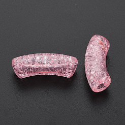 クリアクラックアクリルビーズ  カーブチューブ  ピンク  35x11.5x13.5mm  穴：3.5mm  約148個/500g&nbsp;CACR-S009-001B-N26