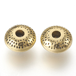 チベット風合金ビーズ  カドミウムフリー＆ニッケルフリー＆鉛フリー  ロンデル  アンティーク黄金  8x8x3.5mm  穴：2mm.&nbsp;X-GLF10433Y-NF