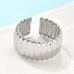 304 Stainless Steel Open Cuff Ring for Women&nbsp;RJEW-U014-05P