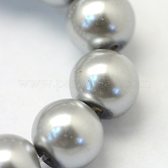 ベーキングペイント、ガラスパールビーズの連  パールカラーの  ラウンド  濃いグレー  3~4mm  穴：0.5mm  約195個/連  23.6インチ&nbsp;HY-Q003-3mm-34