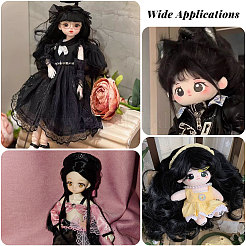 ポリエステル人形の髪  DIY人形製作用品  ブラック  120~150x185~220x1mm&nbsp;AJEW-WH0459-28F