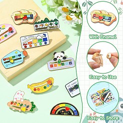 10Pcs 10 Styles Mood Social Battery Sliding Enamel Pins&nbsp;JEWB-CJ0001-52