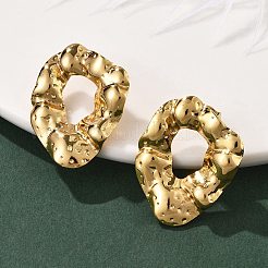 女性用304ステンレススチールスタッドピアス  溝リング  イオンプレーティング（ip）  18KGP本金メッキ  30x23.5mm&nbsp;EJEW-U052-07G