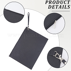 長方形のPUレザー会議ファイルバッグ  ファイルポケット  合金ジッパー付き  ブラック  263x346x2mm&nbsp;AJEW-WH20019-115B