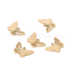 ステンレススチールチャーム201個  中空  蝶のチャーム  ゴールドカラー  12x18x1mm  穴：1.5mm&nbsp;X-STAS-G272-01G