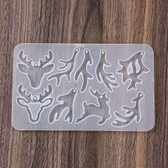 クリスマスペンダント DIY シリコン型  レジン型  UVレジン用  エポキシ樹脂工芸品作り  ホワイト  鹿  150x95x5mm  内径：45~46x18~27mm&nbsp;LS-DIY-K073-19C