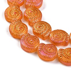 電気メッキガラスビーズセット  フル虹メッキ  カタツムリ  ダークオレンジ  12.5x11.5x4.5mm  穴：1mm  約50個/連  24.41インチ（62cm）&nbsp;EGLA-F164-FR01