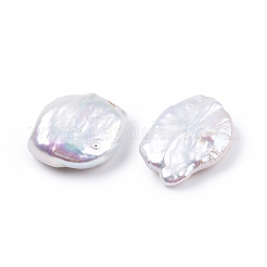 天然バロックケシパールビーズ  淡水パールビーズ  穴がない  ナゲット  ホワイトスモーク  22~23x17~18x7.5~10mm&nbsp;PEAR-N020-P15