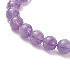 Round Natural Amethyst Beaded Stretch Bracelet with Nuggets Charms for Women&nbsp;BJEW-JB09316-01