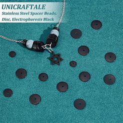 60個 3スタイル イオンプレーティング(IP) 304ステンレススチールスペーサービーズ  ディスク  電気泳動黒  6~10x0.7mm  穴：1.1~1.2mm  20個/スタイル&nbsp;STAS-UN0037-99