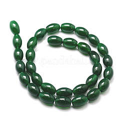 天然グリーンオニキスgateビーズ連売り  染め＆加熱  ライス  濃い緑  11.5~12x7.5~8mm  穴：1.2mm  約33個/連  14インチ&nbsp;X-G-G877A-A05