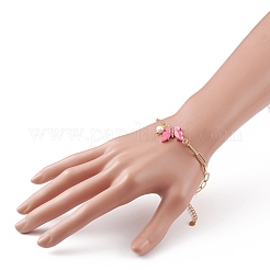 Brass Micro Pave Cubic Zirconia Butterfly Link Bracelets&nbsp;BJEW-JB05834